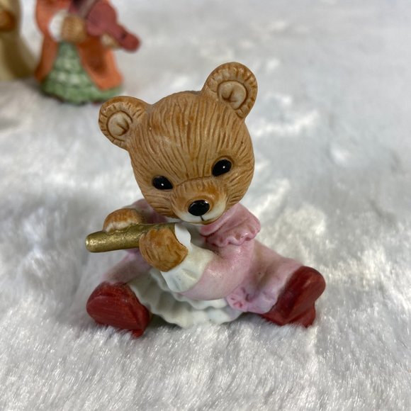 HOMCO #1422 Set of 5 Bear Musicians Porcelain Figurines Flute Trumpet Violin - Picture 2 of 9